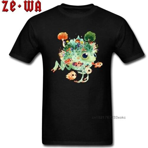 Frog Forest T Shirt Novelty Men T-shirt Anime Cartoon Goldfish Print Mens Clothes Casual Spring Japan Style Tops Tees Cotton