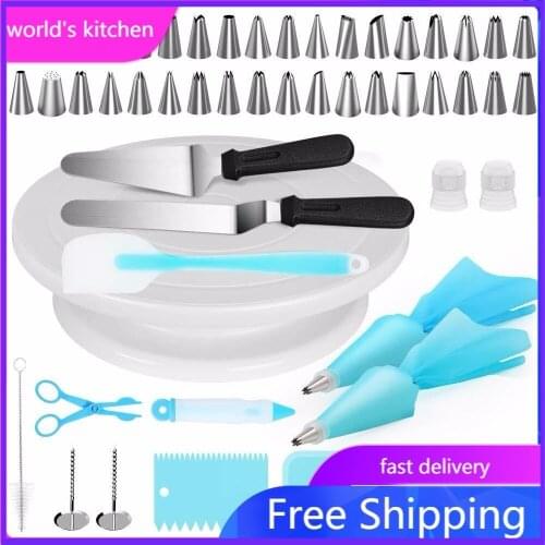 Cake Decorating Supplies Kit 52 pc Cupcake Pastry Nozzles Cake Turntable Kitchen Dessert Decorating Tools