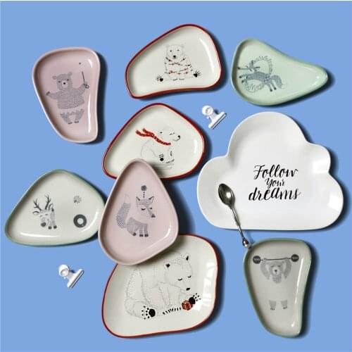 Irregular Ceramic Plate Home Dinnwerware Kitchen Appliance Food Dishes Cartoon Plates