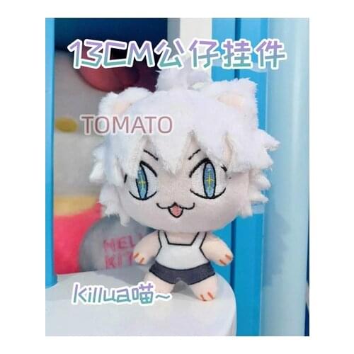 New 13cm Anime HUNTER × HUNTER Killua Zoldyck Cute Cat Cosplay Plush Mini Doll Keychain Cartoon Toys Key Rings Christmas Gifts