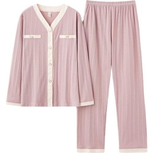 2021 New Pajamas Suit Women Cotton Two-piece Set Korean Style Home Clothes Pyjamas Set Loungewear Pijama Casual Femme Sleepwear