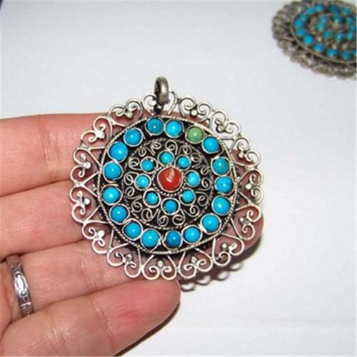 Tibetan Jewelry Pendants Vintage Flower Pendants Inlay Colorful Beads Pendant TBP108