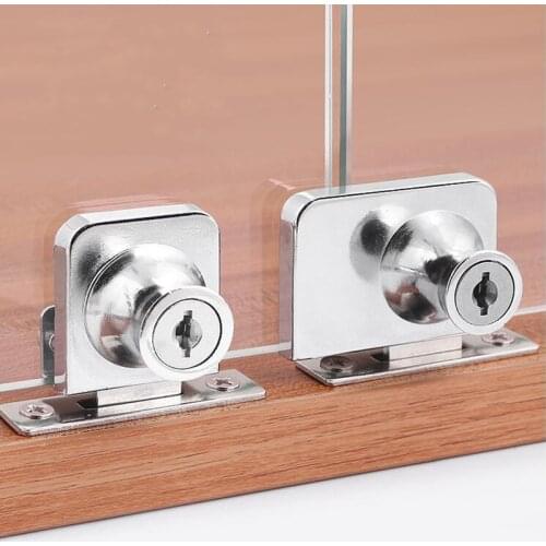 407 417 Single double door Glass Lock showcase Cabinet Push Sliding Locks For Wine cooler Furniture Hardware
