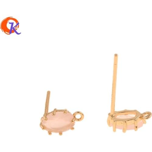Cordial Design 30Pcs 5*8MM Jewelry Accessories/Earring Findings/Genuine Gold Plating/DIY/Hand Made/Pink Crystal Earrings Stud