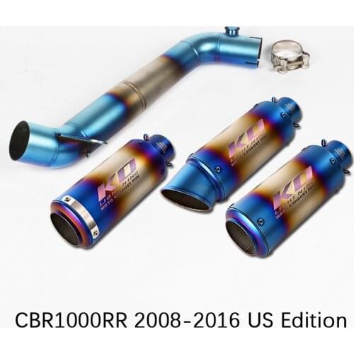 Blue Exhaust Set for Honda CBR1000RR 2008-2016 Motorcycle Exhaust Set Slip On 61mm Mid Escape No DB Killer Reserve Catalyst US