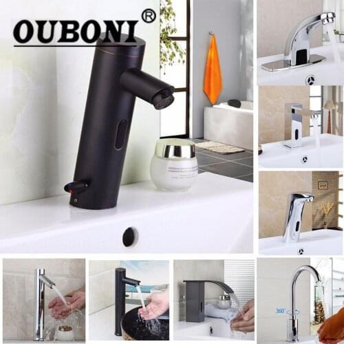 OUBONI Basin Faucet Torneira Automatic Hands Touch Sensor Faucets Bathroom Brass Sink Chrome Faucets Mixers & Taps Water Mixer