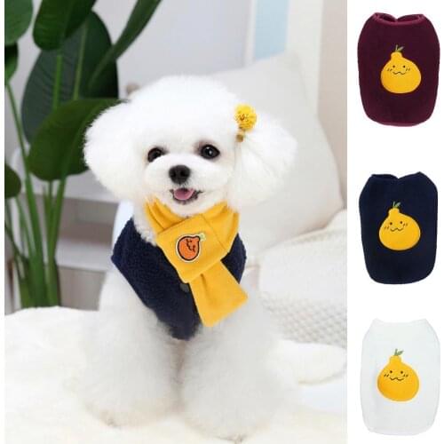 Universal Stylish Cute Dog Sleeveless Tops with Scarf Close Fitting Pet Vest Bright Color for Teddy