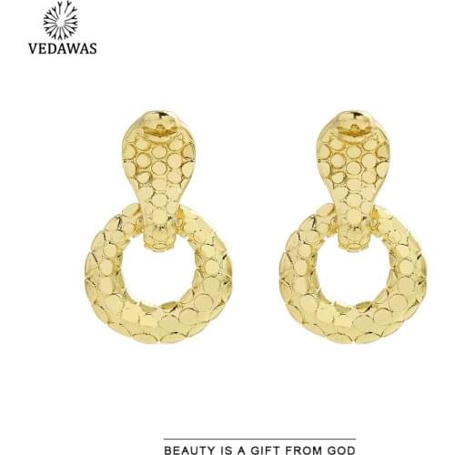 Vedawas Vintage Waterdrop Copper Drop Earrings for Women Trendy Luxury Hip-hop Irregular Hoop Earrings Party Gifts Jewelry Hot