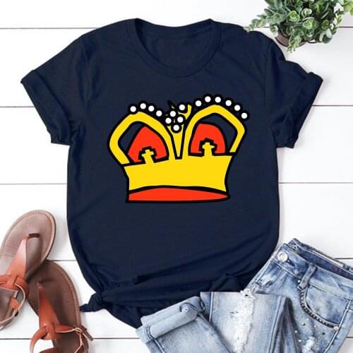 Crown T Shirt Women Summer Casual Tshirts Tees Harajuku Korean Style Graphic Tops 2021 Kawaii Female T-shirt TX8297