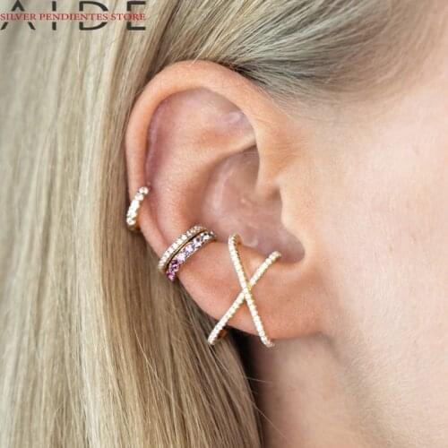 AIDE 1PCS Simple S925 Silver Stud Earrings 2021 Trend X-shaped Diamond Earrings For Women Gold Fine Jewelry Boucle D’oreille