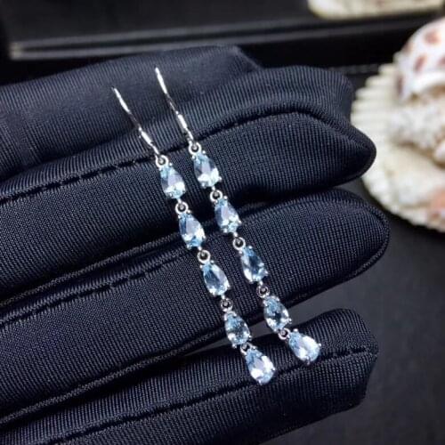 2019 new Earrings Women Oval nature Aquamarine Gem Dangle Drop Big Geometric Earrings Jewelry Gift