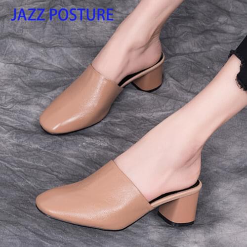 Plus Size 35-40 2020 New Sexy Slippers Women Med Square heel Sandals Platform Summer Shoes Woman Flip Flops z514