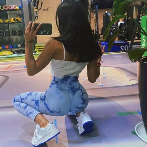 Women Tie Dye Sports Leggings Seamless Yoga Pants High Waisted Yoga Pants Seamless Leggings Joggers Women