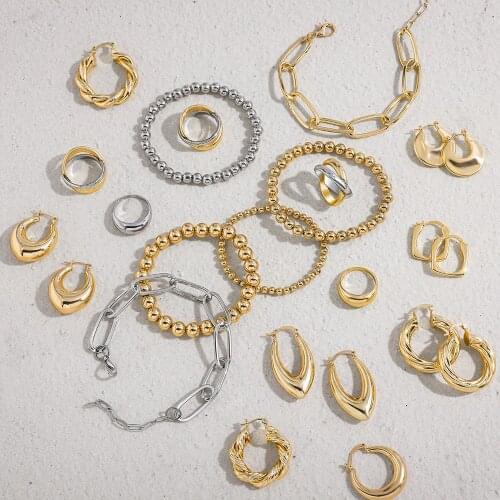 Punk Hip Hop Gold Silver Color Thick Chain Bracelet for Women Simple Trendy Beaded Bracelets Fashion Female Jewelry Gifts