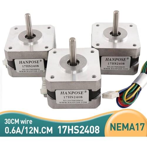3pcs Best price Quality 17HS2408 4-lead nema17 stepper motor 0.6A 12N.CM 42 motor 42BYGH For beauty medical machine accessorie