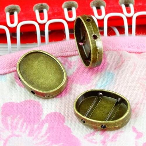 60pcs 10*14mm Inner Size Antique Bronze Plated beads Style Base Cameo Setting Charms Pendant