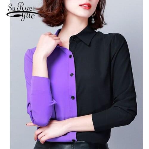 Blusas Plus Size Autumn Women Shirts Casual Spliced 2021 Women Clothing OL New Long Sleeve Leopard Women Blouses Fashion 6014