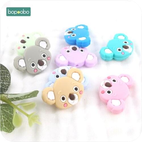 Bopoobo 6pc Silicone Mini Koala Silicone Teethers Ecofriendly Baby Teething Accessories Food Grade Silicone Beads Baby Teether