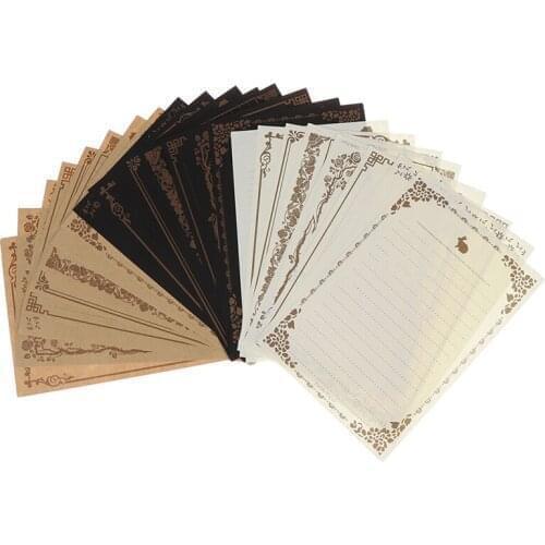 Letter Paper 8 Sheets Vintage Flower Design Letterhead Letter Kraft Brown Writing Paper Letter Pad Drawing Sketch Pad Stationery