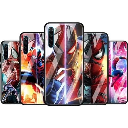 Marvel Spiderman Art for Xiaomi Redmi K40 K30 K20 Pro Plus 9C 9A 9 8A 7 Luxury Shell Tempered Glass Phone Case Cover