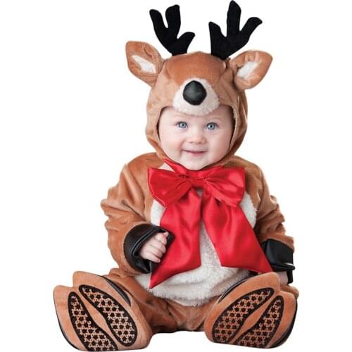 Baby Boys Girls Christmas Elk Deer Cartoon Cosplay Costumes Kid Xmas Series Halloween Jumpsuit Infant Newborn Photography Prop