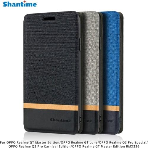 Canvas PU Leather Phone Case For OPPO Realme GT Master Edition Flip Case For OPPO Realme GT Luna Case Soft Silicone Back Cover