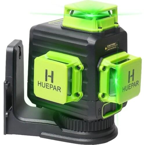 Huepar BO3CG 3x360 Laser Level 3D Green Beam Self-leveling Cross Line Laser Li-ion Battery & Hard Carry Case