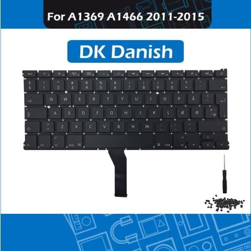 Laptop A1466 Keyboard Denmark Danish Layout for Macbook Air 13" A1369 A1466 DK Keyboard with Backlight Screws 2011-2015 Year