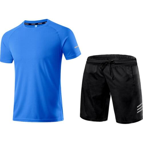 Mens Clothing Summer 2021 Leisure Sets T-Shirt+Shorts Set Man 2 Pieces Casual Tracksuit Male Sportswear Gym Sweat Bodysuit