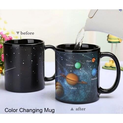 Creative Ceramic Mug Color Changing Mug Heat Revealing Coffee Cup Friends Gift Student Breakfast Tumbler Star