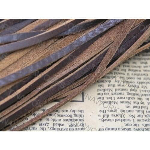 FREE SHIPPING 4*2MM Square Brown Color Real Leather Cord 100meters