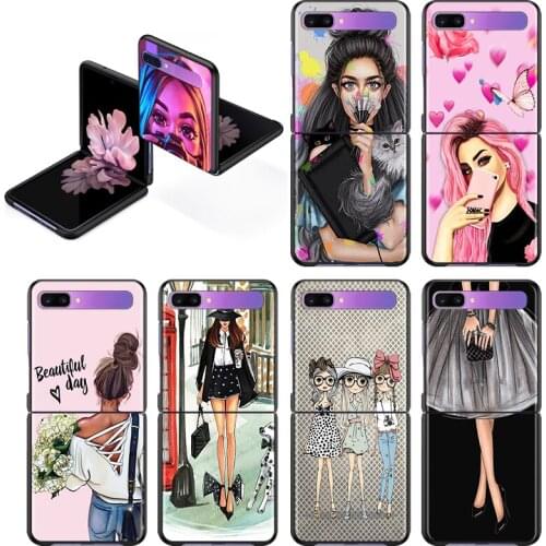 Fashion Female Girl For Samsung Galaxy Z Flip 3 5G Fashion Mobile Hard Shell Shockproof Black Fundas Cover Phone Case