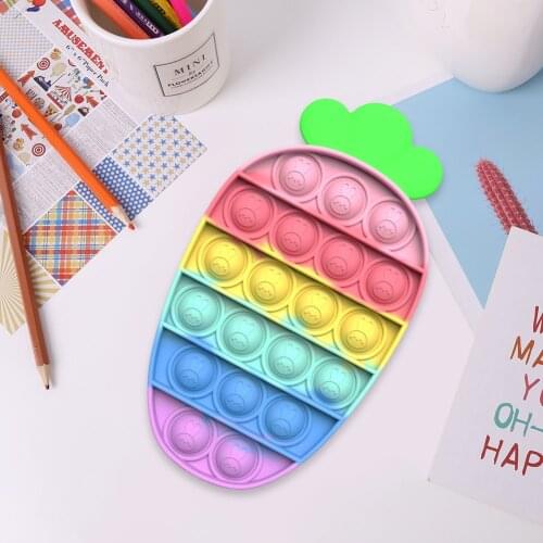 Carrot Push Bubble Silicone Sensory Toy Stress Relief Concentration Game Restore Emotions Educational Toy for OCD Anxiety