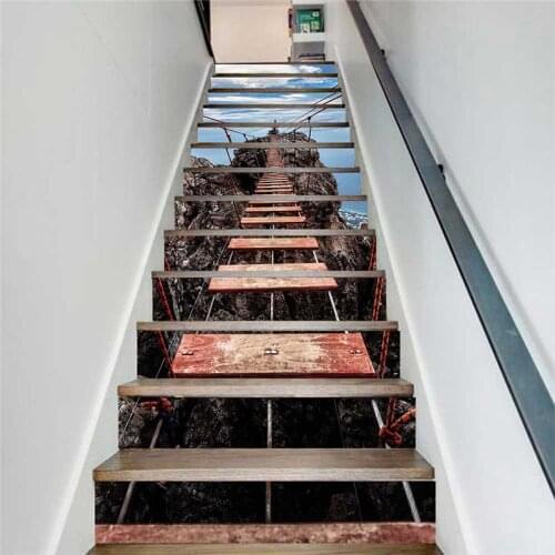 PVC wallpaper Aerial ropeway ladder simple 13 pieces of DIY stair stickers, step stickers wall stickers