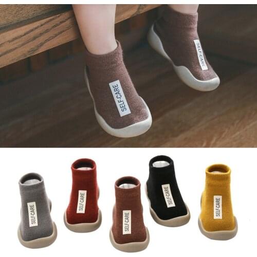 Baby Boy Girl Socks Shoes Kids Newborn Boys Toddler Non-slip Sock Childrens Cotton Child Anti Slip Slippers With Rubber Sole