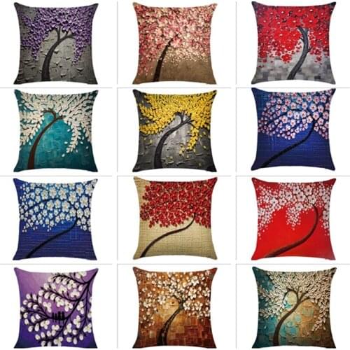 2020 New Sofa Waist Flower Cotton Linen Decor Pillow Cushion Case Throw Pillow Shell Square Living Room Home Decor