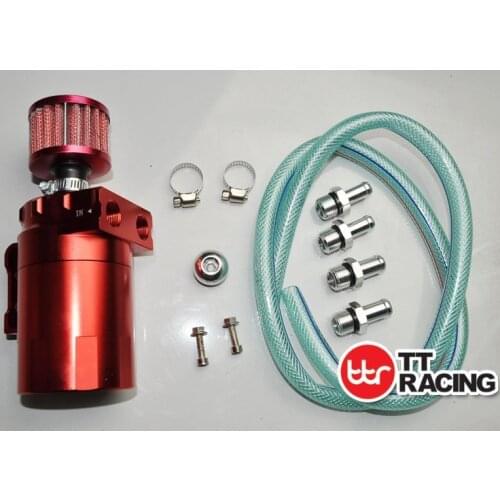 OT6_C_RE - TT Racing Baffled 15mm 19mm Aluminum Oil Catch Tank/Can Reservoir Breather Red