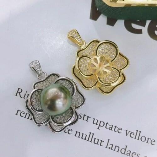 DIY Flower Shape 925 Sterling Silver Pendant Base Settings Mountings Findings Parts for Pearl Crystal Jade Agate 5pcs/lot