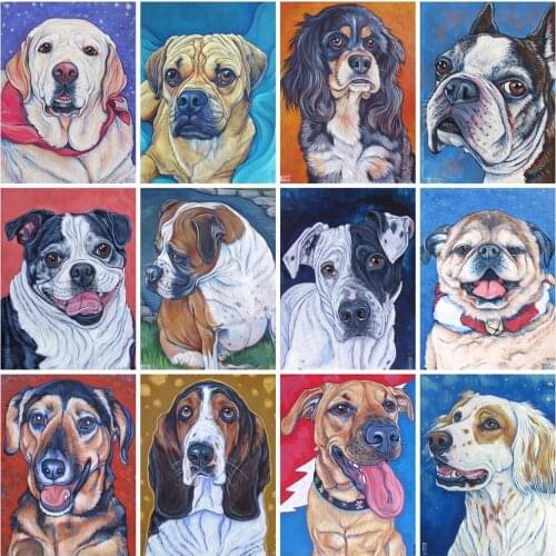 Full Square Drill 5D Diy Diamond Painting Dog Diamond Embroidery Animal Picture Rhinestones Cross Stitch Mosaic Home Decor Gift