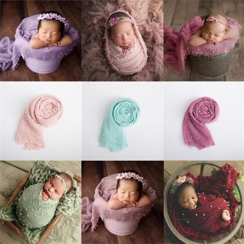 Newborn Photography Props Baby Photo Blanket Photographing Hand-stitched Beads Wrapped Cloth Baby Photo Shooting Accessories