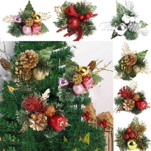 Christmas Flowers Ornament Artificial Pine Stems Fake Pine Cone Flower Arrangements Wreath Holiday Home Winter Decor