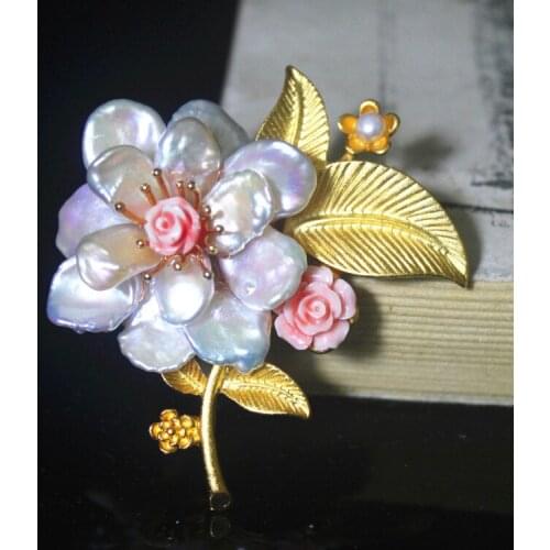 Handmade custom A512106 Shaped Pearl Brooch Pendant High Quality Jewelry