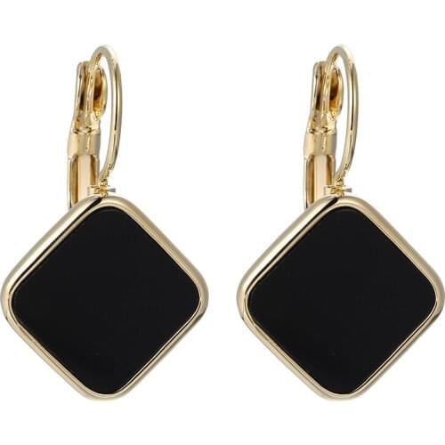 ONYSS Earrings 2021 Trend Luxury Black Acrylic Plank Shape Pendants Earrings Fashion Jewelry Piercing Hanging Earrings For Women