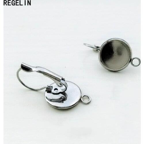 REGELIN Inner Size Stainless Steel Earring Settings Cabochon Base 10pcs/lot 6-20mm Fit Cabochon Cameo DIY Ear Jewelry