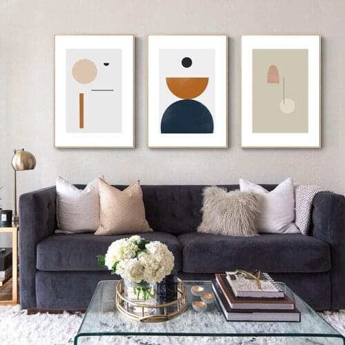 Nordic Geometric Abstract Wall Art Canvas Painting Colorful Circle Line Poster Pictures for Gallery Living Room Home Decor