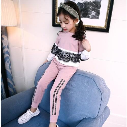 Girls clothes 2019 Autumn children clothing set sweatshirt+pants 2-piece sports suits girls clothing kids clothes 2 colors 3-14Y