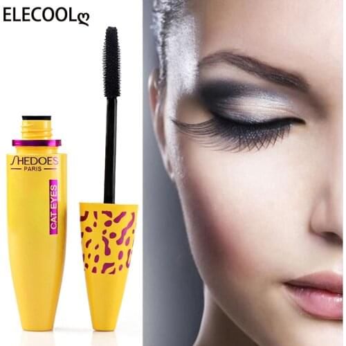 ELECOOL Super Lashes Mascara Waterproof Silk Fiber Mascara Black Long Curling Eyelash Extensions Sexy Eyes Makeup Cosmetics