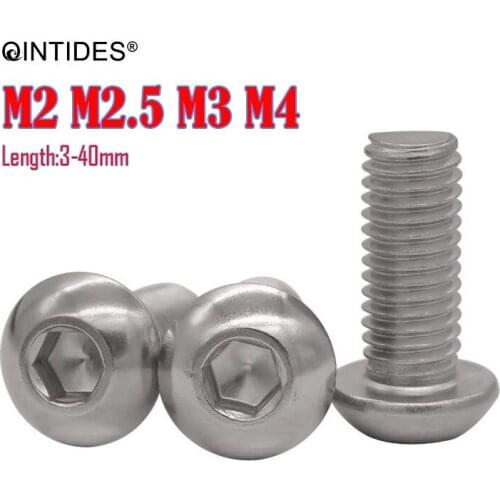 QINTIDES M2 M2.5 M3 M4 Hexagon socket button head screws 316 stainless steel round head cap screw Mushroom Head Hex Screws