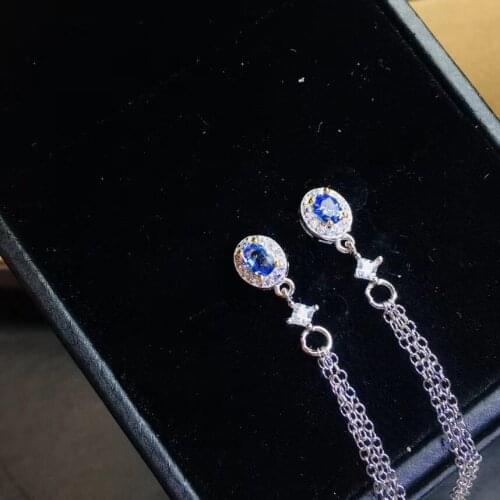 High Quality Sapphire Earring Natural And Real 925 Sterling Silver Sapphire Earring