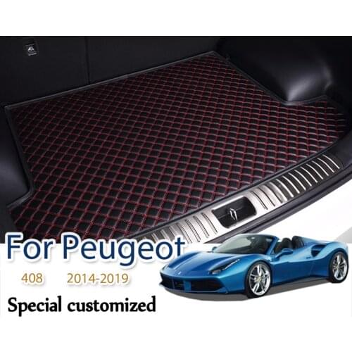 High quality The Trunk Cargo Leather Liner Car Boot Liner Cargo Compartment Floor Carpet Mud Kick For Peugeot 408 2014-2019